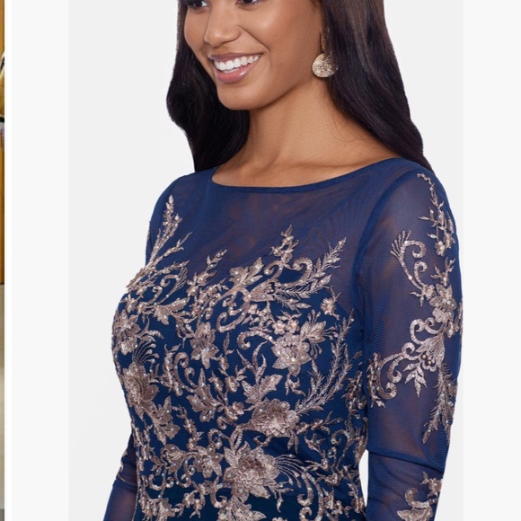 Betsy& Adam Metallic Embroidered Gown - Picture 2 of 4